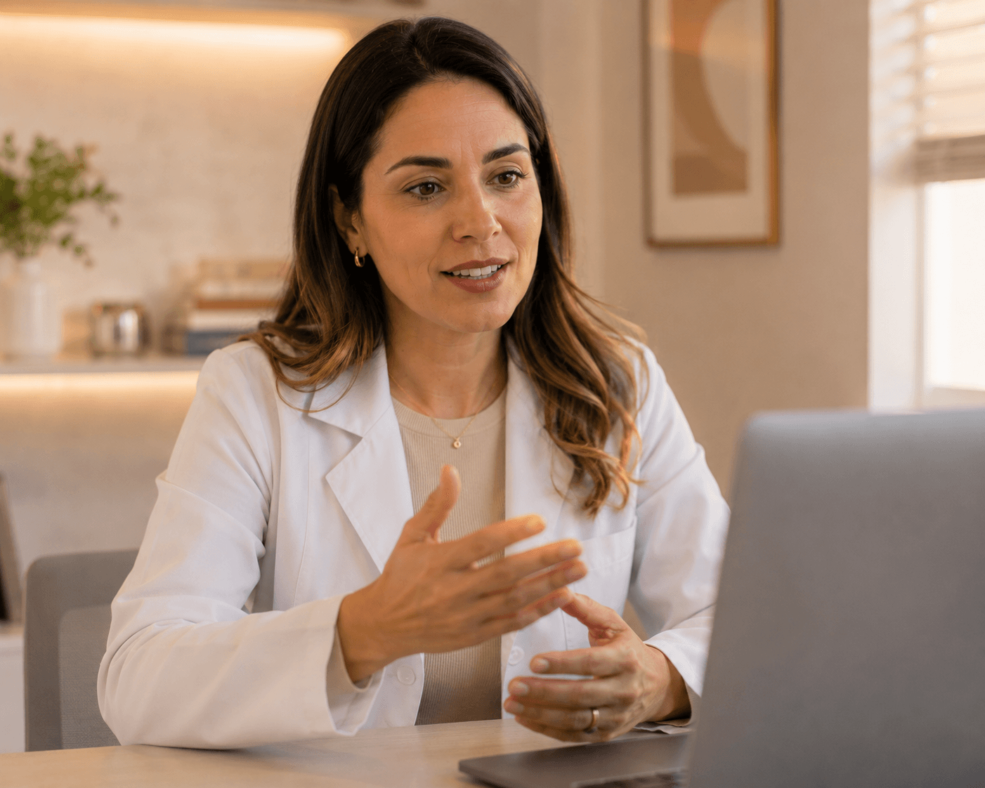 Médica em teleconsulta por vídeo com paciente
